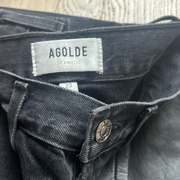 AGOLDE Pieced 90's Pinch Waist Jean in Howl & Detox Leather size 23 - Picture 6 of 8